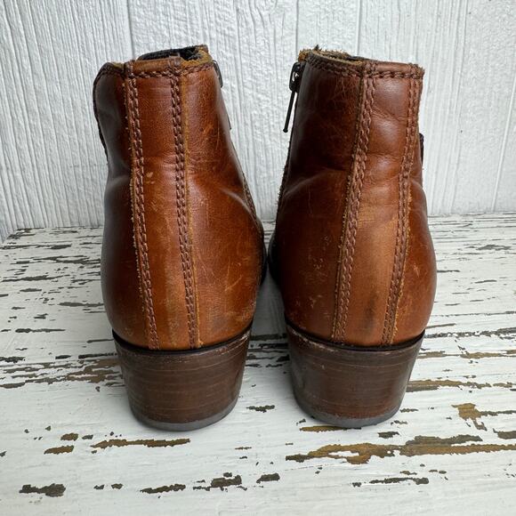 Liberty Black Size 6 Brown Distressed Botties Round Toe Leather Boot Made Mexico - Picture 9 of 14